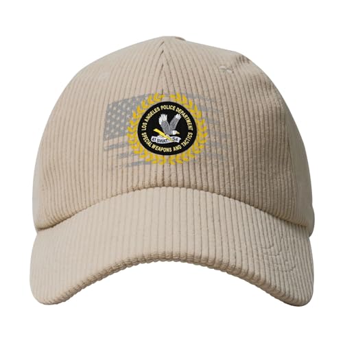 LAPD Swat Classic Corduroy Cotton Baseball Caps for Men Dad Hat Beige