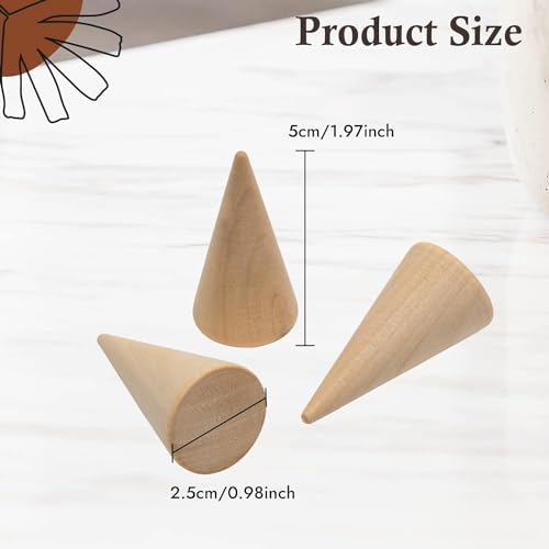 Image of 10 Pcs Wooden Ring Cone Holder Display Stands