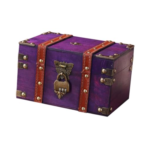 Harilla Caja del Tesoro, joyero de madera, caja de recuerdos multifunción, caja de baratijas para pendientes, dijes colgantes, regalo del Día de la madre, PÚrpura