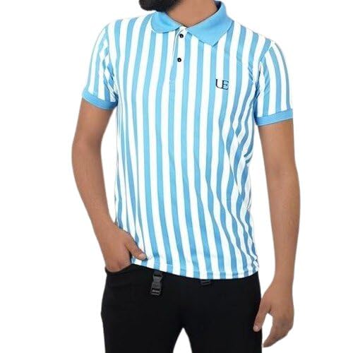 Men's Polo Collar T Shirt | Striped Half Sleeve Polo Neck Tee | Stylish Casual Wear | Comfortable Everyday Outfit-image-45
