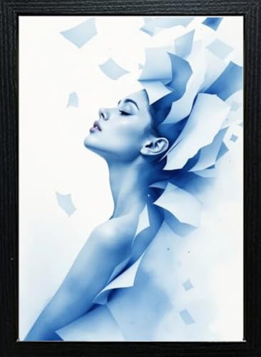 14x11 Picture Frame Black 100% Solid MDF Wood Frames with Mat 14x11 Photo Frames with Plastic Acrylic Glass 35x28cm Poster Frame for Wall Mounting Black Frame