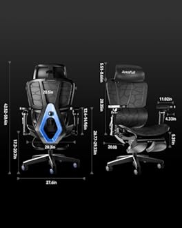 AutoFull G5 Ergonomic Office Chair with 6D Lumbar Support, 360° Adjustable Armrest, Reclining Computer Mesh Chair with Footrest, Blue