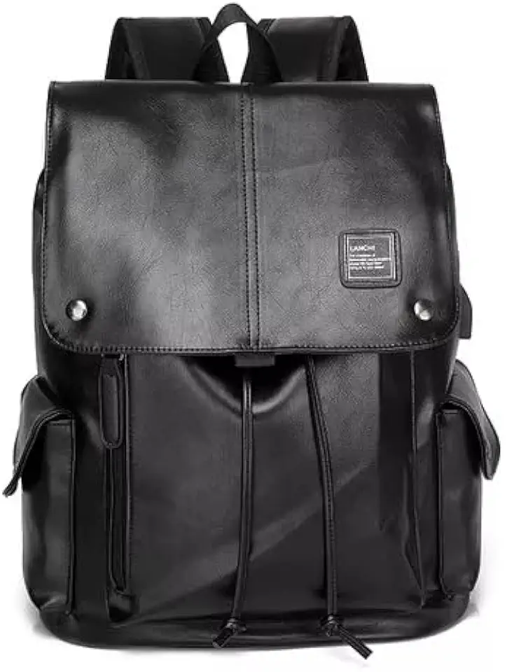 Mochila de Couro Executiva Notebook Estilosa Multifuncional (Preto)