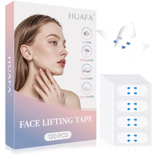 120Pcs Face Lift Tape Invisible, Wrinkle Tape for Face Lift, Neck Lift Tape, V-Shaped Instant Face Tapes, Instant Face Lifting Stickers for Lifting Sagging Skin Double Chin Eyes Wrinkles Waterproof