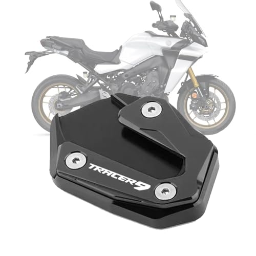 FORトレーサー9 トレーサー9 2020 2021 2022 2023オートバイCNCサイドスタンド延長 フットスタンド延長大型プレート (ブラック)