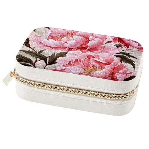 Boîte à bijoux de voyage rose pour rangement colliers et bagues - 2