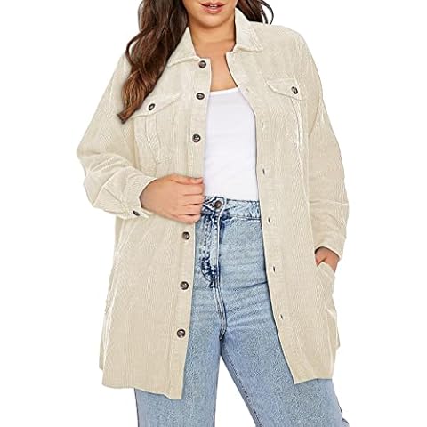 Eytino Plus Size Corduroy Shacket Cover