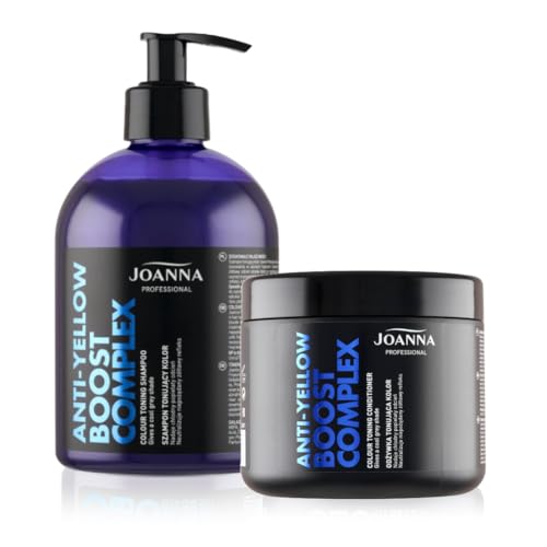 JOANNA Professional Anti-Yellow Boost Komplex 500g - Shampoo und Haarspülung SET für Frauen - Farbverbessernde - Neutralisierung von Unerwünschten Gelbtönen