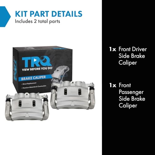 Image of TRQ Front Brake Caliper Set Zinc Coated Brackets Compatible with 2014-2019 Dodge Charger