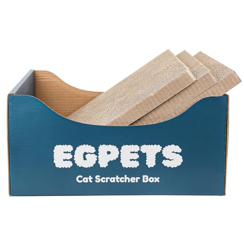 EGPETS Cardboard Cat Scratcher Box for Indoor Cats with 3Pcs