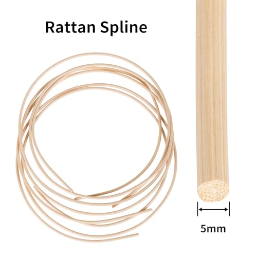 Natürliche Rattan-Spline, 50 g/Rolle, 5 mm runde Ratan-Rolle, Reparaturstab für Weidenstuhl, Weidenkorb und Bastelprojekte