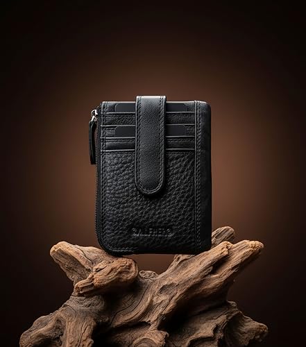 Image of Calfnero Genuine Leather Card Holder & Key Case for Men & Women | Slim Wallet with Zipper Pocket, Card Slots & Key Chain | Compact Travel Organizer