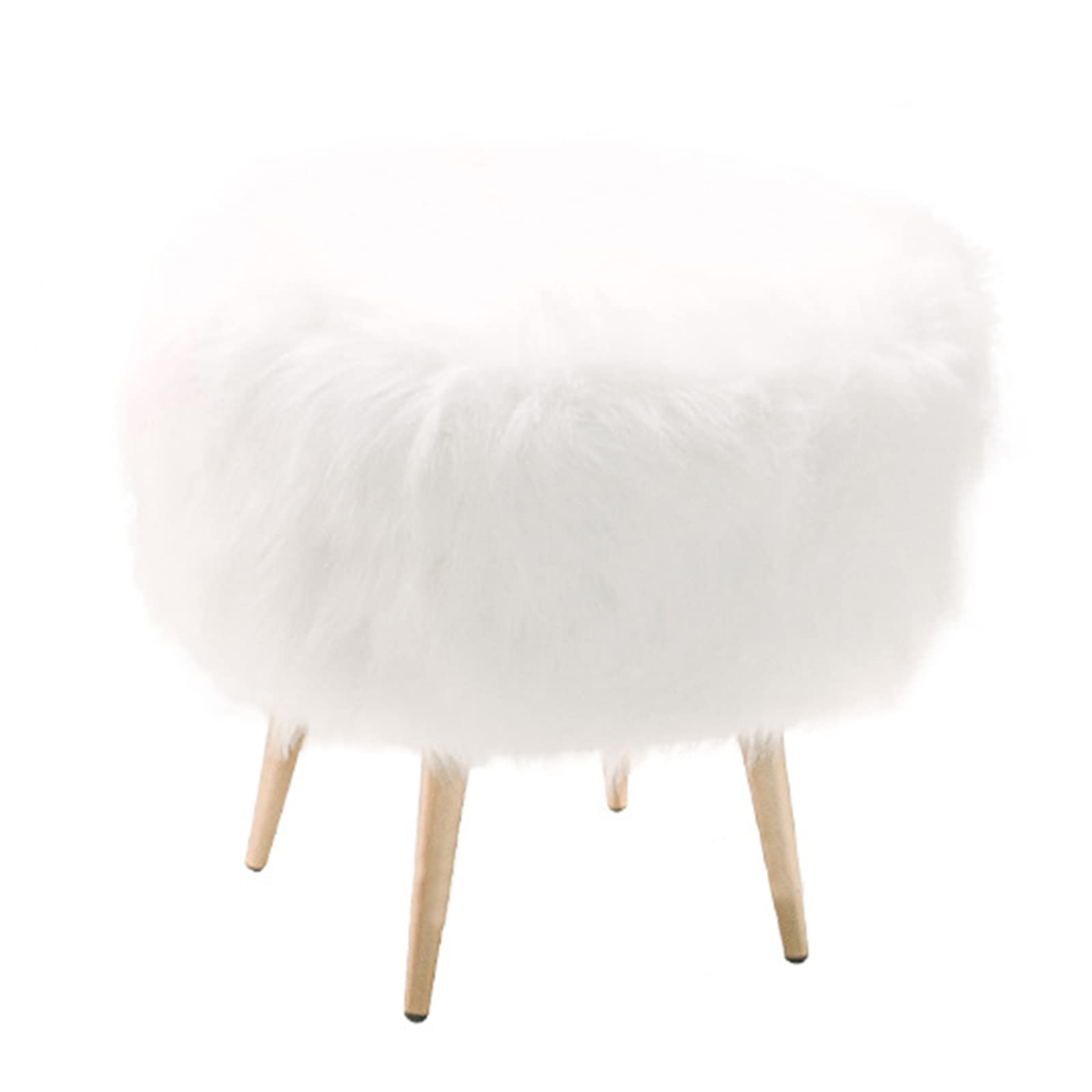 Pouf velours blanc avec pieds dorés, petit tabouret moderne pour salon et chambre