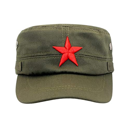 KYEQATY Casquette De Baseball RéTro éToile Rouge ArméE Casquette Vintage Hommes Plat Haut Cool Chapeau Chapeau D'éTé Vert