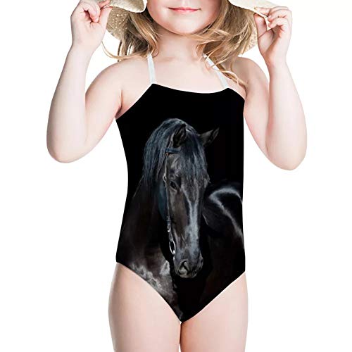 Cumagical Black Horse Little Girls Animal Print 1 Piece Swimsuits Quick Dry Beach Swimwear Bathing Suit3