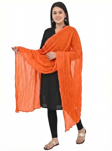 Image of Women's Solid Plain Pure Cotton long Dupatta & Chunnis odhni with pom pom border, 2.25 meter