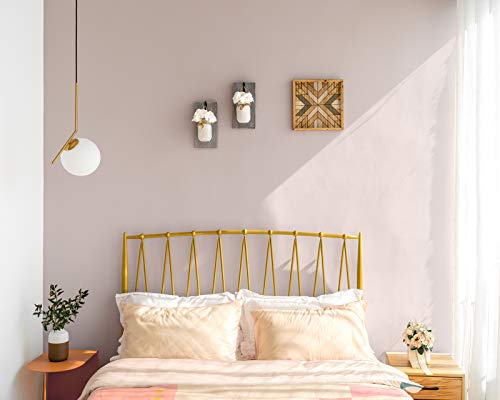 Mkono Wall Sconces Rustic Sconces Set Of 2 Farmhouse Mason Jars Bathroom Decor Wood Boards With Fairy Lights And Flowers Fall Wall Decor For Home Kitchen Living Room, White #TOP3