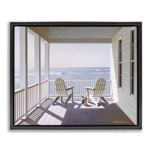 Porch Chairs Coastal Landscape, 16 x 20 Inch Canvas in Floater Frame