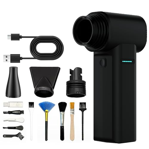 Compressed Air Duster，Super Power Electric Air Duster with High-Speed Brushless Motor, 4 Gear Adjustable Mini Blower, Max Speed 55m/s, 500G Dust Blower for Computer, Keyboard, House, Outdoor and Car