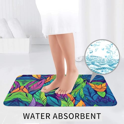Tapis de salle de bain antidérapant aux finitions soignées et imprimé tropical de qualité - 7