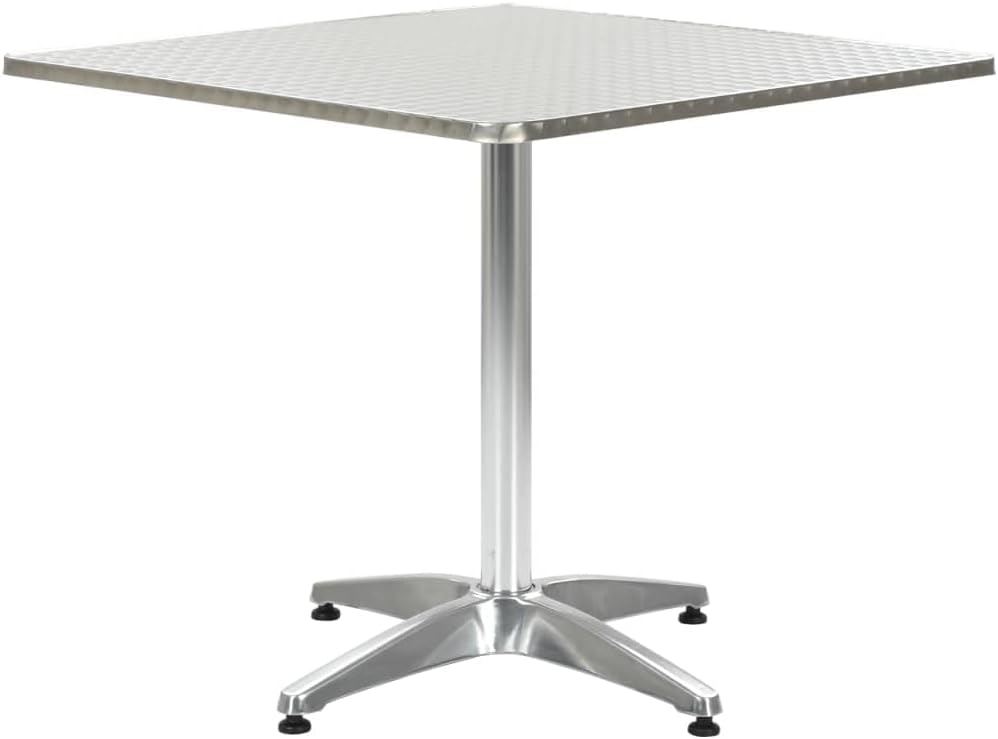 Stylish Patio Dining Table, Metal Patio Table, Rectangular Side Coffee Table for Kitchen, Garden, Backyard or Patio, Patio Table Silver 31.5"x31.5"x27.6" Aluminum