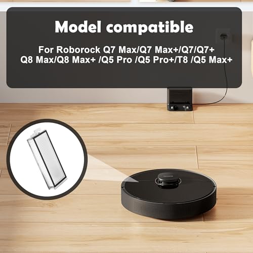 6 Stück für Hepa Filter für Roborock Q5 Max+, Q5 Pro, Q5 Pro+, Q7, Q7+, Q7 Max, Q7 Max+,Q8 Max, Q8 Max+, Saugroboter, Zubehörfilter, Roboterstaubsauger, Waschbar und Wiederverwendbar