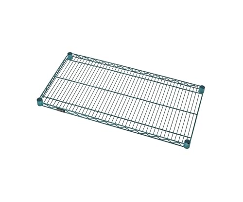 Quantum 2130P 30" Epoxy Coated Wire Shelf with Adjustable Foot Levelers | Modular Shelving System Accessory for Commercial Restaurant Warehouse and Office | 800 lbs Capacity | 30"W x 21"D, Green, NSF