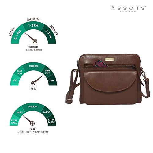 Crossbody Bags for Women – Real Leather Purses with RFID Protection, Multiple Pockets and Adjustable Strap (10" X 8.5" X 1.5", Jean Brown Polished VT)2