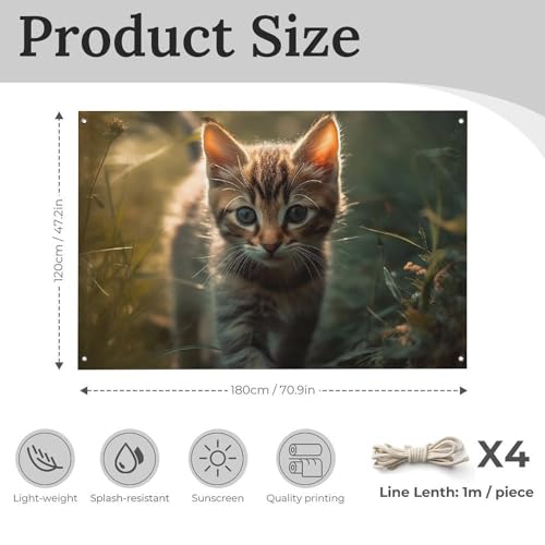 Bannière chaton résistant aux intempéries pour décoration dortoir