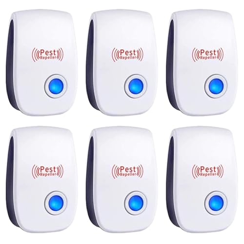 Repelente ultrasónico de plagas con luz nocturna y mata insectos, repelente electrónico 6 en 1 para ratones, arañas, hormigas, mosquitos, cucarachas, uso seguro en interiores y oficinas