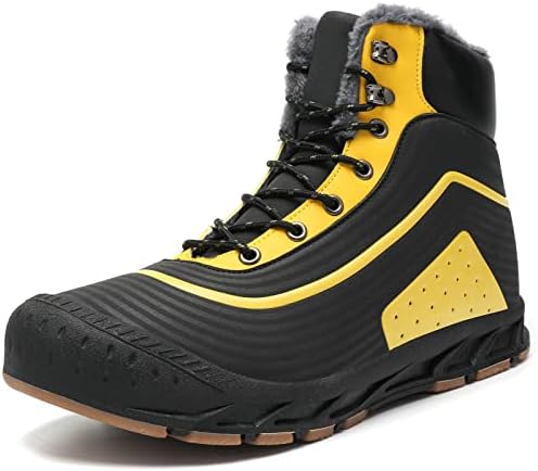 Dahocri Men’s Snow Boots, Insulated Waterproof Winter Shoes Warm Fur Lined Anti-Slip Ankle Boot for Hiking, Backpacking and Construction - Yellow 41