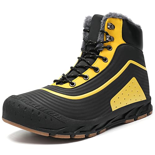 Dahocri Men’s Snow Boots, Insulated Waterproof Winter Shoes Warm Fur Lined Anti-Slip Ankle Boot For Hiking, Backpacking And Construction - Yellow 41 #TOP10