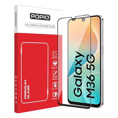 Image of POPIO Military-Grade Gorilla Tempered Glass for Samsung Galaxy M36 | 9H Hardness, Edge-to-Edge, Bubble-Free