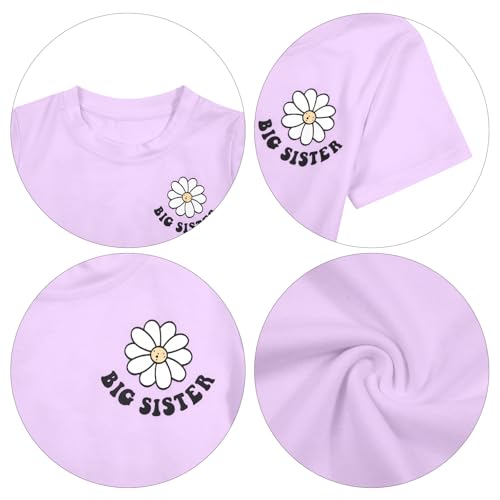 Image of LOTUCY Big Sister Shirt for Toddler Girls Cool Big Sis Club Tshirt Promoted to Big Sister Announcement Outfits