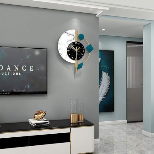 Image of RECTITUDE Large Silent Wall Clocks, Modern, Battery Operated, Non-Ticking for Bedroom Office Kitchen Home Metal Glass Decoration, Quartz Wall Watch for Indoor House, Living Room Decor (1) Clock BF337
