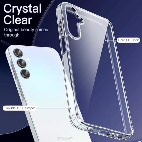 Image of JETech Cover Case for Samsung Galaxy A15 5G / 4G 6.5-Inch, Non-Yellowing Shockproof Bumper Protective Phone Cover, Anti-Scratch Hard PC Back (Clear)