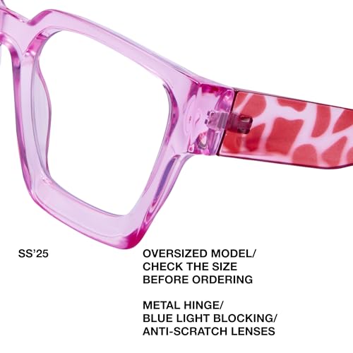 Image of livho Oversized Eyewear Frame for Woman and Men - Rectangle Fashion Glasses for Computer, Chic Preppy Frame