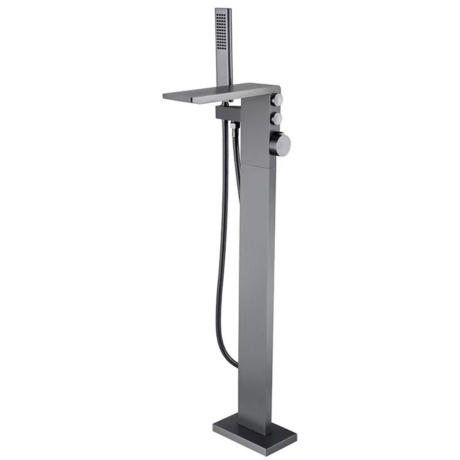 WOTZOV Free Standing Bath Mixer Taps With Shower Floor Standing Bath Tap Brass Hot Or Cold Floor Freestanding Bath Tap Faucet, Grey
