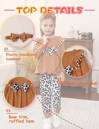 Image of mksodopy Toddler Girl Clothes Girl Fall Winter outfits Cotton Long Sleeves Ruffle Top Pants Little Girl Clothing Set