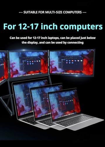 Image of Laptop Screen Extender Triple Monitor Mount Stand Triple Screen Laptop Monitor Extender, Portable 3 Screen Display with Single USB-C for Laptops,Foldable Aluminum Multi-Monitors(2 Pcs)
