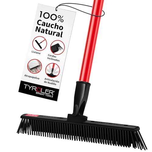 Tyroler Escoba Japonesa | Escoba de Goma para Suelo | 30 cm Cabezal de Goma 100% Natural | 140 cm Mango de Aluminio de 4 Piezas para Cepillo Barrer Gomas, Escobas para Barrer, Escobas Gomas para Suelo
