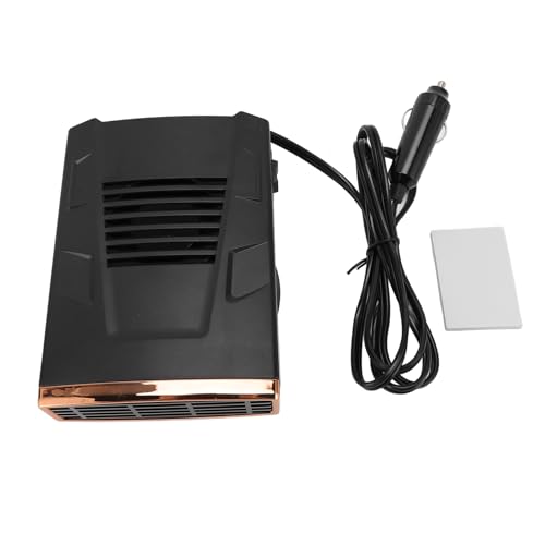 12V Car Heater Defroster, Fast Heating Auto Windshield Defogger, Quick Defrosting for Cars and Trucks, Rotatable Design with 2 Temperature Settings, Black Gold
