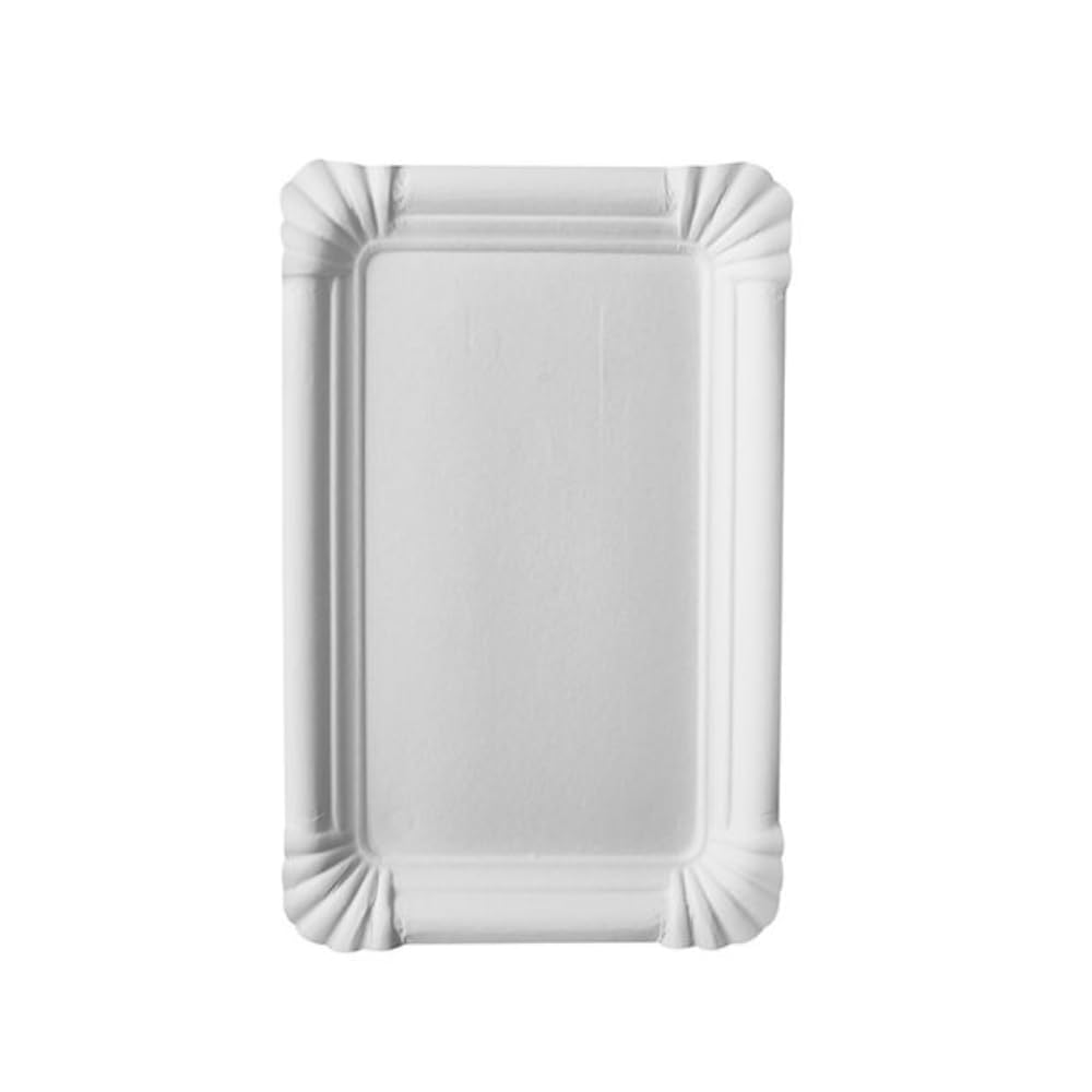 PAPSTAR Piatti di carta usa e getta rettangolari bianco Pure (1250 pezzi) 13 x 20 cm, in 100% cartone in fibra di cartone fresco, per barbecue, compleanni o feste, biodegradabili