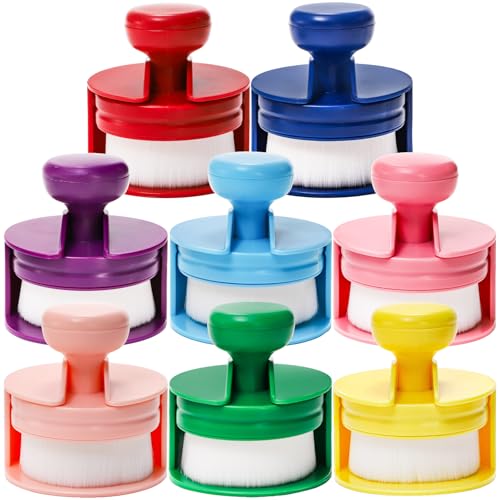 YOUEON 8 Color Flat Top Ink Blending Brushes Craft Blender Brushes Set Round Ink Blending Tools with Soft Bristles & Color Coded Stand for Card Making Stamping Painting Drawing