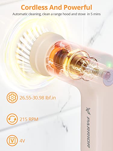 Parrior Electric Spin Scrubber, Handheld Rechargeable Cleaning Brush With 4 Replaceable Brush Heads, Shower Scrubber Cordless, Electric Cleaning Brush For Cleaning Bathroom/Tub/Tile/Floor/Sink/Window #TOP1