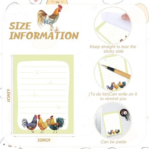 Notes adhésives poulet Gilprop | 24 blocs-notes de 7,6x10,2 cm
