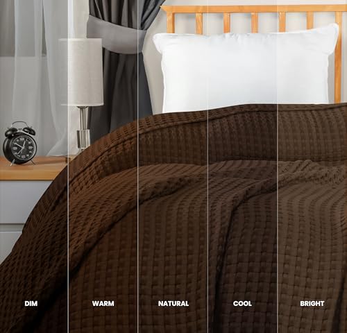 Miniatura 3 de Utopia Bedding Manta Tipo Gofre De Algodón De 300 Gsm Marrón - 274x228 Cm , Edredón Suave, Ligero Y Transpirable Para Todas Las Estaciones