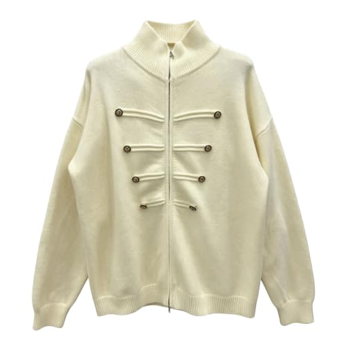 Napoleon Jacket Sweater For Women Zip Up Ribbed Knit Mock Neck Cardigan | Long Sleeve, Napoleon Button, Ribbed Cuffs & Hem,Full Zip Sweater Jacket, Streetwear Workout Coat, Fall 2026 Casual Outerwear — view 5