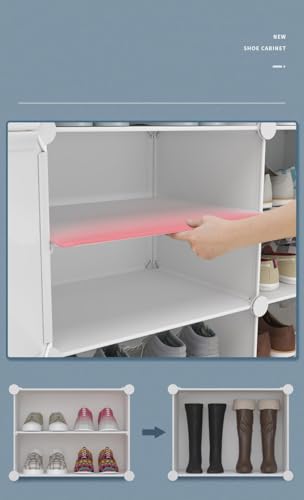 Image of Plastic Shoe Rack for Home with Door, 8 Door 16 Shelf | DIY Shoe Stand Organizer Cabinet for 32 Pairs Storage | Portable Slipper & Chappal Stand (Black)