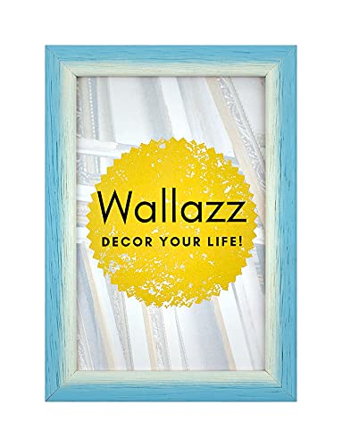 Wallazz Cornice Portafoto in Legno 25x35cm Azzurro/Bianco. Cornice per Foto con Vetro Sintetico Infrangibile - Porta Foto Decorativo - Made in Italy